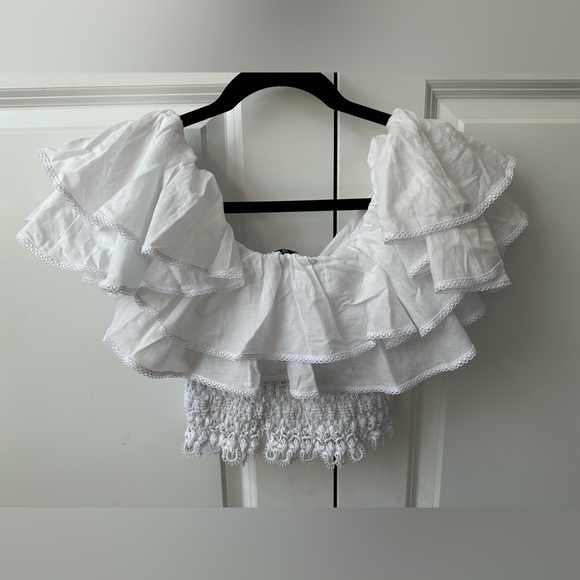 CHARO RUIZ IBIZA Hanna Off The Shoulder Top in White NWT (Size XS) - Picture 3 of 7